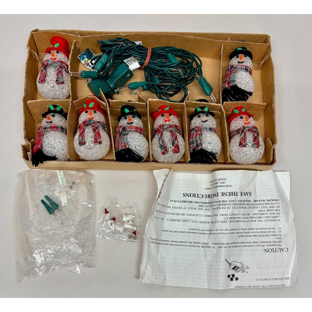 Vintage Avon Chilly Sam and Samantha Snowman String Lights Tested Working